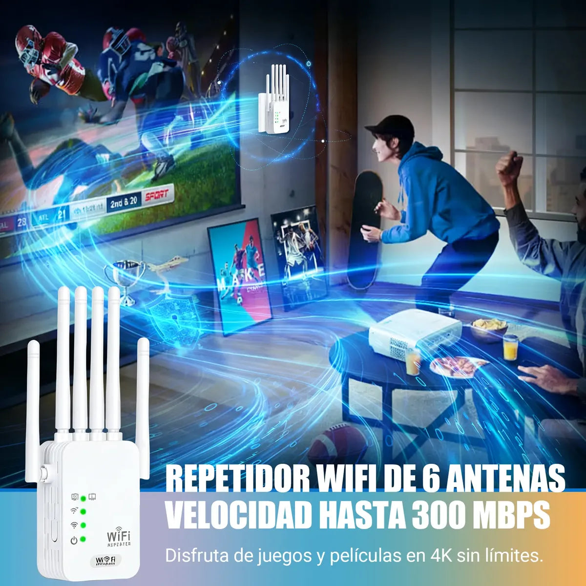 Repetidor Wifi 300mbps 6 Antenas